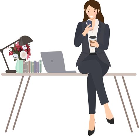 working woman checking her mobile on table in office 12104129 PNG