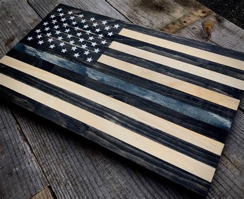 Wooden Thin Blue Line Flag Etsy