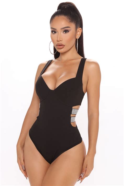 Conservative Sexy Embellished Bodysuit Black Fashion Nova