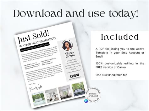 Real Estate Listing Letter Template Just Sold Flyer Real Estate