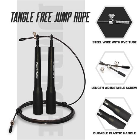 Powermax Fitness Jp Black Exercise Speed Jump Rope With Adjustable