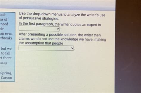 Use The Drop Down Menus To Analyze The StudyX