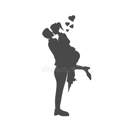 Silhouette Love Couple Kissing Stock Vector - Illustration of beautiful ...