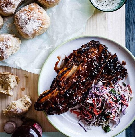 Sticky Barbecue Beef Ribs With Coleslaw And Soft Onion Rolls Recipe Rib