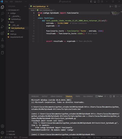 Problema Para Executar O Test Python E Tdd Explorando Testes