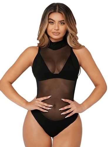 Stay Stylish With A Sheer Mock Neck Bodysuit A Perfect Addition To