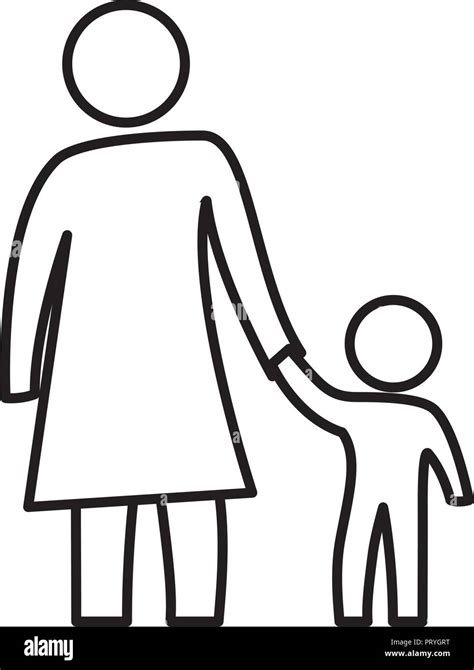 mother silhouette with son characters vector illustration design Stock ...