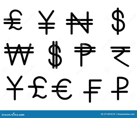 World Currency Symbols Most Used Vector Illustration Stock Vector ...