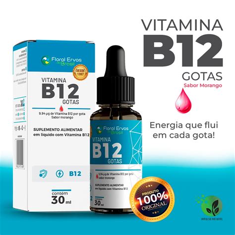 Suplementos VITAMINA B12 Sublingual 30ml Sabor Morango Vitamina B12