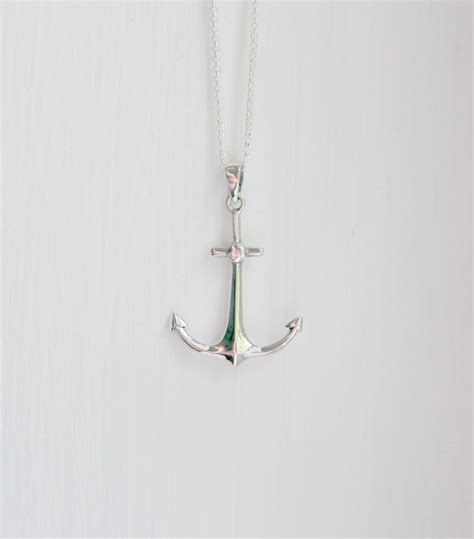 Silver Anchor Necklace Large Sterling Silver Anchor Pendant Etsy