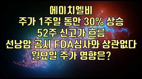 주식 에이치엘비 주가 1주일 동안 30 상승52주 신고가 흐름선낭암 공시 Fda심사와 상관없다 월요일 주가 영향은