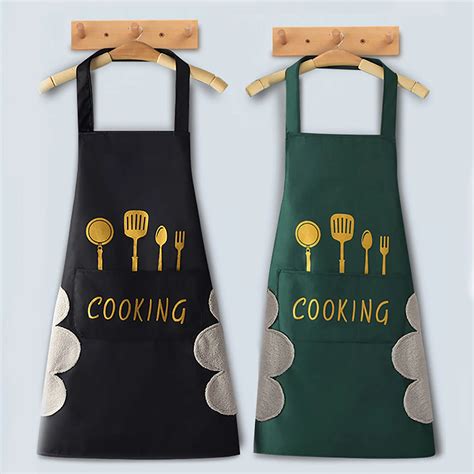 2pc Cooking Apron Waterproof Adult Oil Proof Apron Kitchen Pinafore Restaurant Aprons Woman Wipe