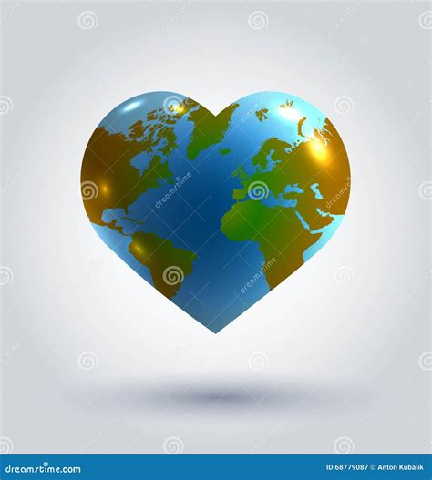 Earth In The Shape Of Heart Stock Vector Illustration Of