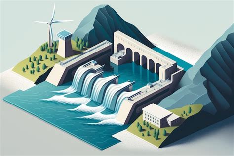 Premium Ai Image Hydroelectricity In Motion Vector Style Illustration