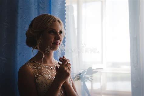 Beautiful Blonde Bride Waiting Her Groom In Wedding Day Stock Photo Image Of Beauty Bridal