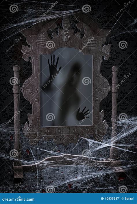 Old Scary Mirror stock illustration. Illustration of silhouette - 104355871