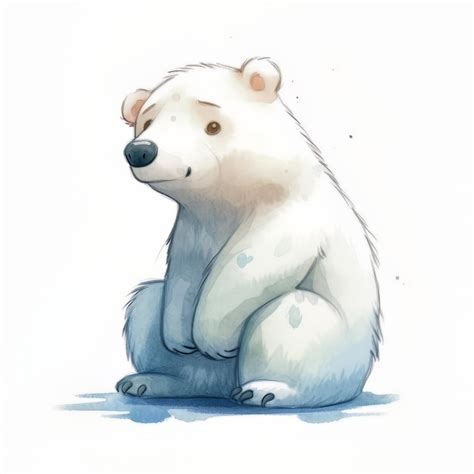 Premium Ai Image Polar Bear Watercolor Illustration