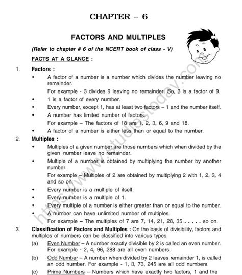 Cbse Class 5 Mental Maths Factors And Multiples Worksheet