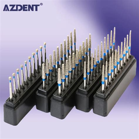 AZDENT 10pcs Box Dental Diamond Burs 1 6mm For High Speed Handpiece