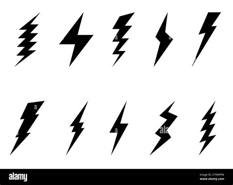 Lightning Bolt Iconos colección conjunto aislado sobre fondo blanco