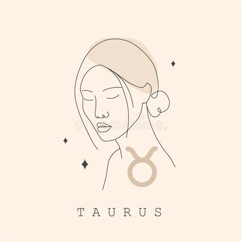 Taurus Zodiac Sign One Line Drawing Astrological Icon With Abstract