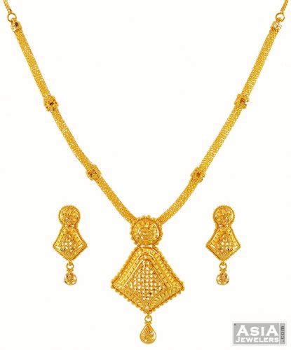 22k Gold Pendant Necklace Set Ajns59334 Pendant Style Necklace And