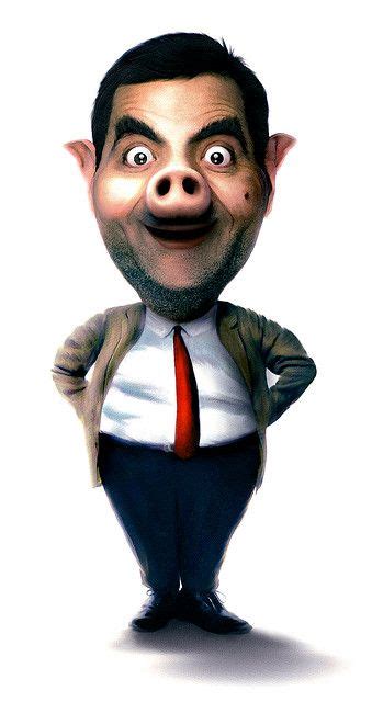 Mr Bean As Mr Pig Mr Bean Funny Funny Caricatures Mr Bean