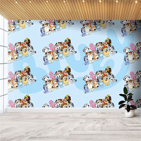 Bluey Family Wallpaper, Bluey Cartoon Wallpaper, Kids Bedroom Mural ...