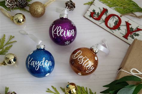 Personalized Christmas Ball Ornaments Glitter Ornament With Etsy