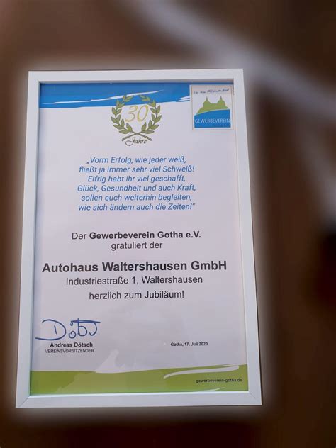 30 jähriges Firmenjubiläum Autohaus Waltershausen GmbH