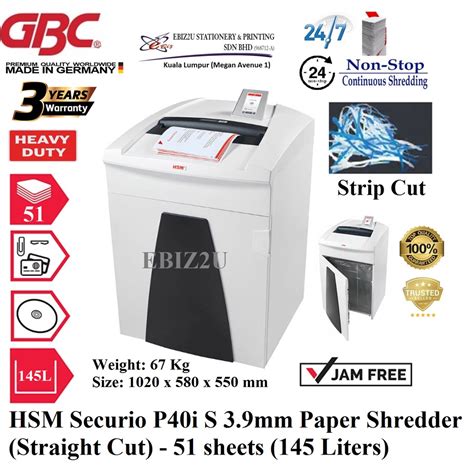 Hsm Securio P I S Mm Paper Shredder Straight Cut Sheets