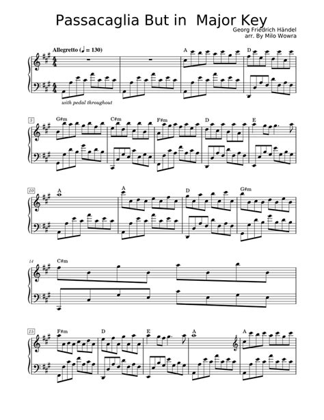 Passacaglia Georg Friedrich Händel In A Major Edition Sheet Music For