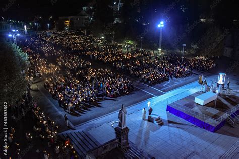 Lourdes France Oct Pilgrims Attend The Marian Torchlight