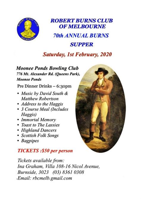 Burns Supper Robert Burns Club Of Melbourne Scots Of Victoria