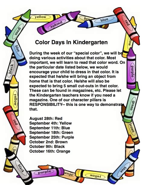 Northwood Kensett Color Days In Kindergarten