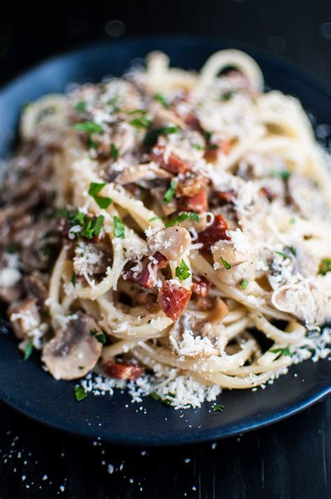 Linguini With Pancetta Mushrooms And Garlic • Salt And Lavender