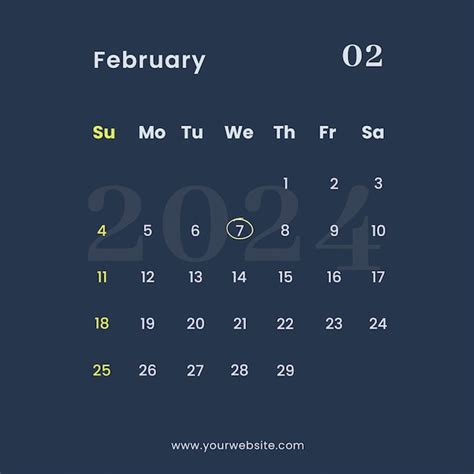 Psd Instagram Post Febrero 2024 Plantilla De Calendario De Escritorio