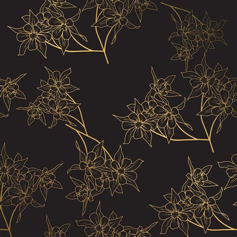 Premium Vector | Flower gold seamless pattern