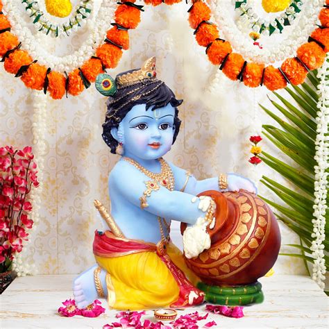 Buy Hand Carved Baby Krishna Resin Sculpture Lord Krishna Makhan Chor