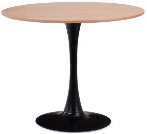 Table ronde moderne bois naturel et pied métal noir Tulipa 80 cm