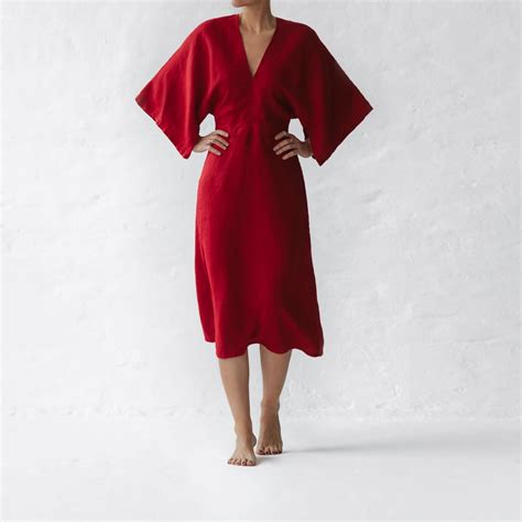 Linen Dress Red