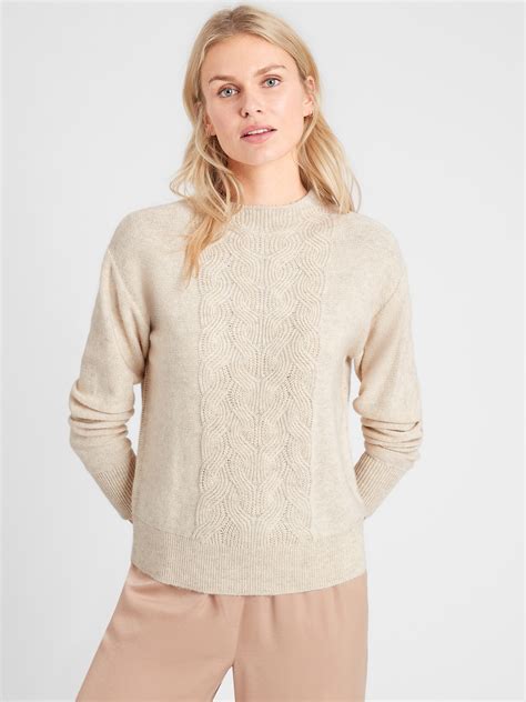 Chunky Cable Mock Neck Sweater Banana Republic Factory