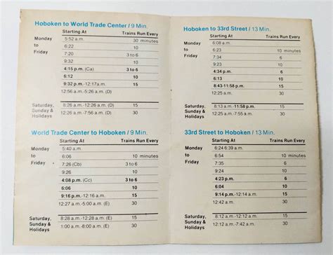 PATH Map Guide Subway Train Schedules NY NJ World Trade Center 1982