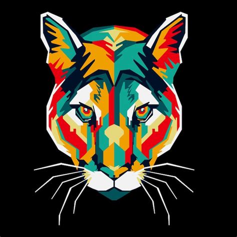 Premium Vector Wpap Pop Art Big Cat Puma Head Design