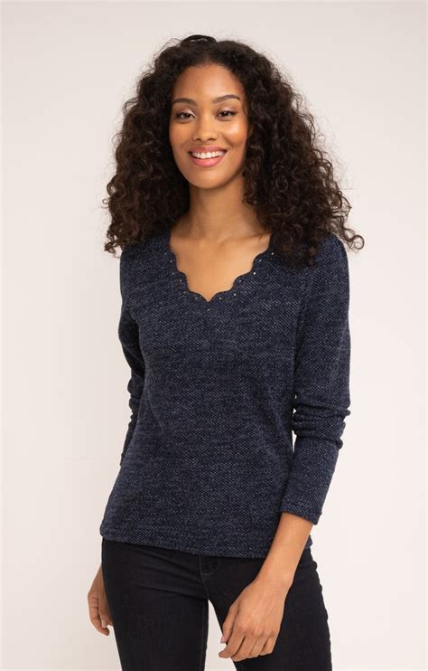 Pull Maille Fantaisie Col Volants Armand Thiery