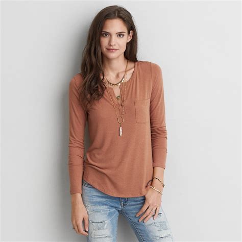 American Eagle Outfitters Ae Henley Long Sleeve T Shirt 30 Long