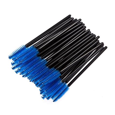 50 Pcs Disposable Mini Eyelash Eye Lash Makeup Brush Mascara Wands Applicator Blue