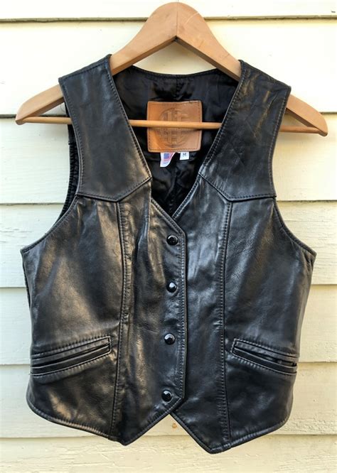 Vintage Motorcycle Vest Black Gem