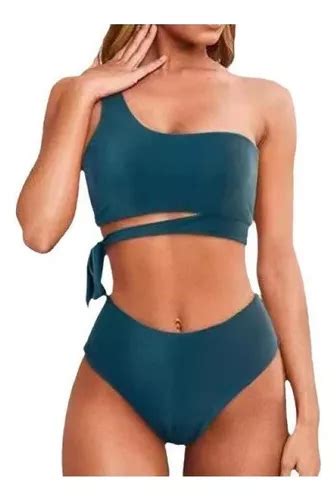 Traje De Ba O De Bikini De Mujer De Color Liso Dividido Cuotas Sin