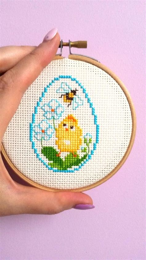 Easter Embroidery Chart Easter Chickens Counted Cross Stitch Pattern